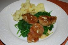 Pork Picatta with Spinach and Garlic Mashes Potatoes